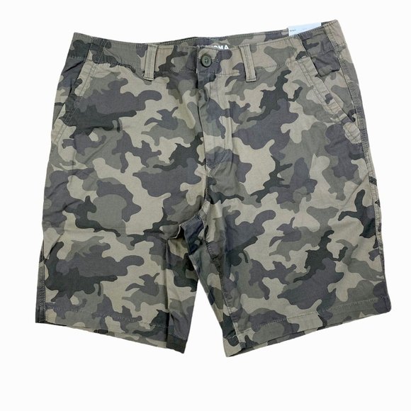 Sonoma Goods For Life 10” Shorts Men Size 38 Everyday Flat-Front Olive Camo‎ NWT - Picture 1 of 7